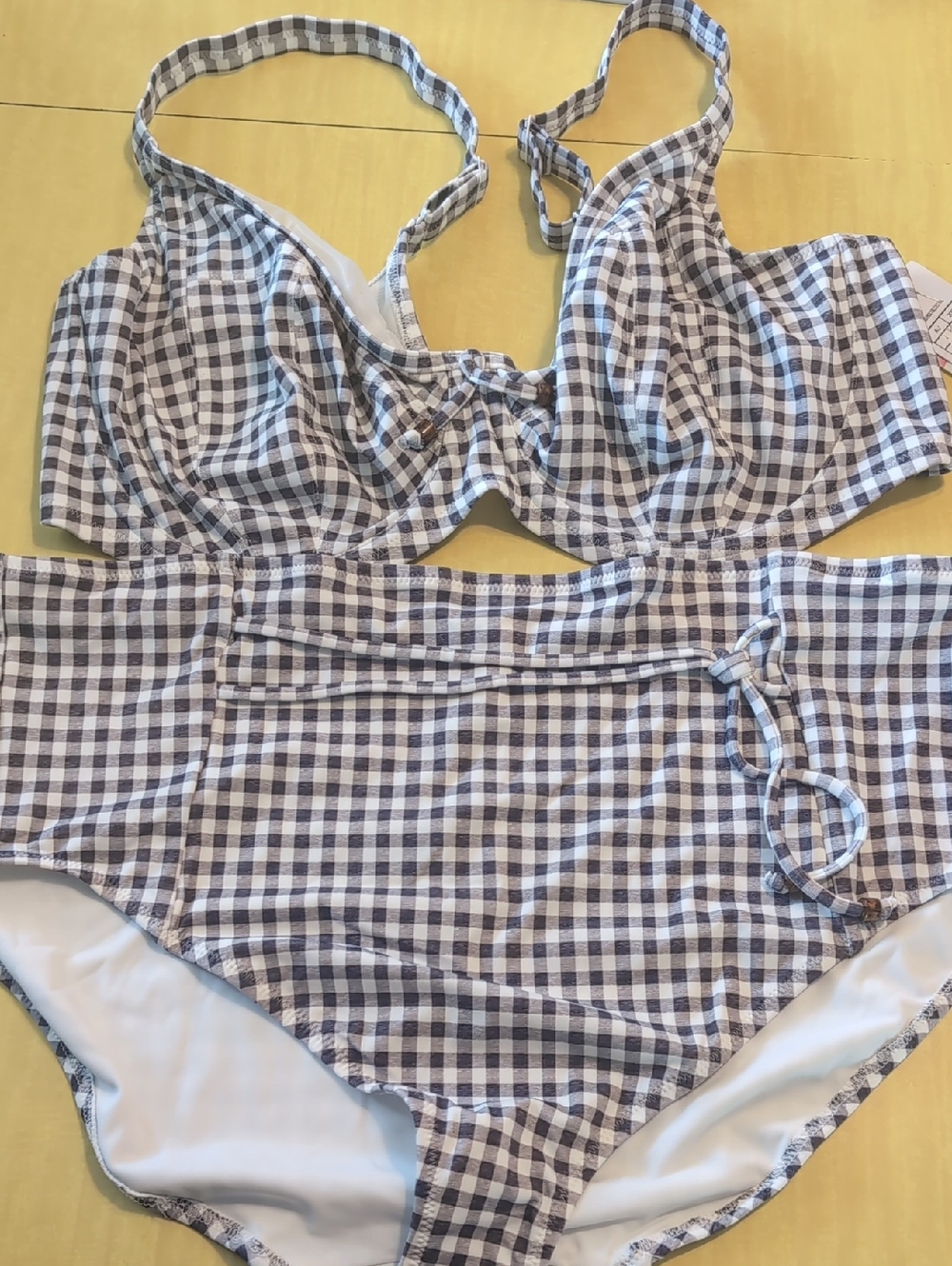 Checkered 2pc Black And White Swim Suit